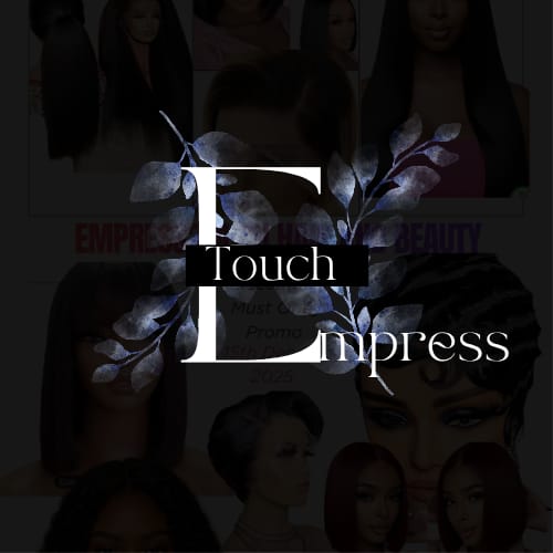 A collage of wig styles available at Empress' Touch Hair & Beauty